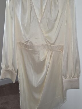 Fashion Nova Cream Satin Midi Dress